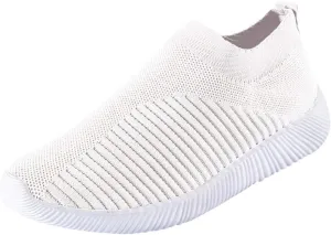 Women's Fashion Sneaker Mesh Slip On Black Non Slip Shoes for Women Comfortable Slip On Tennis Shoes Men Womens Navy Blue Loafers Mens Wide Sneakers