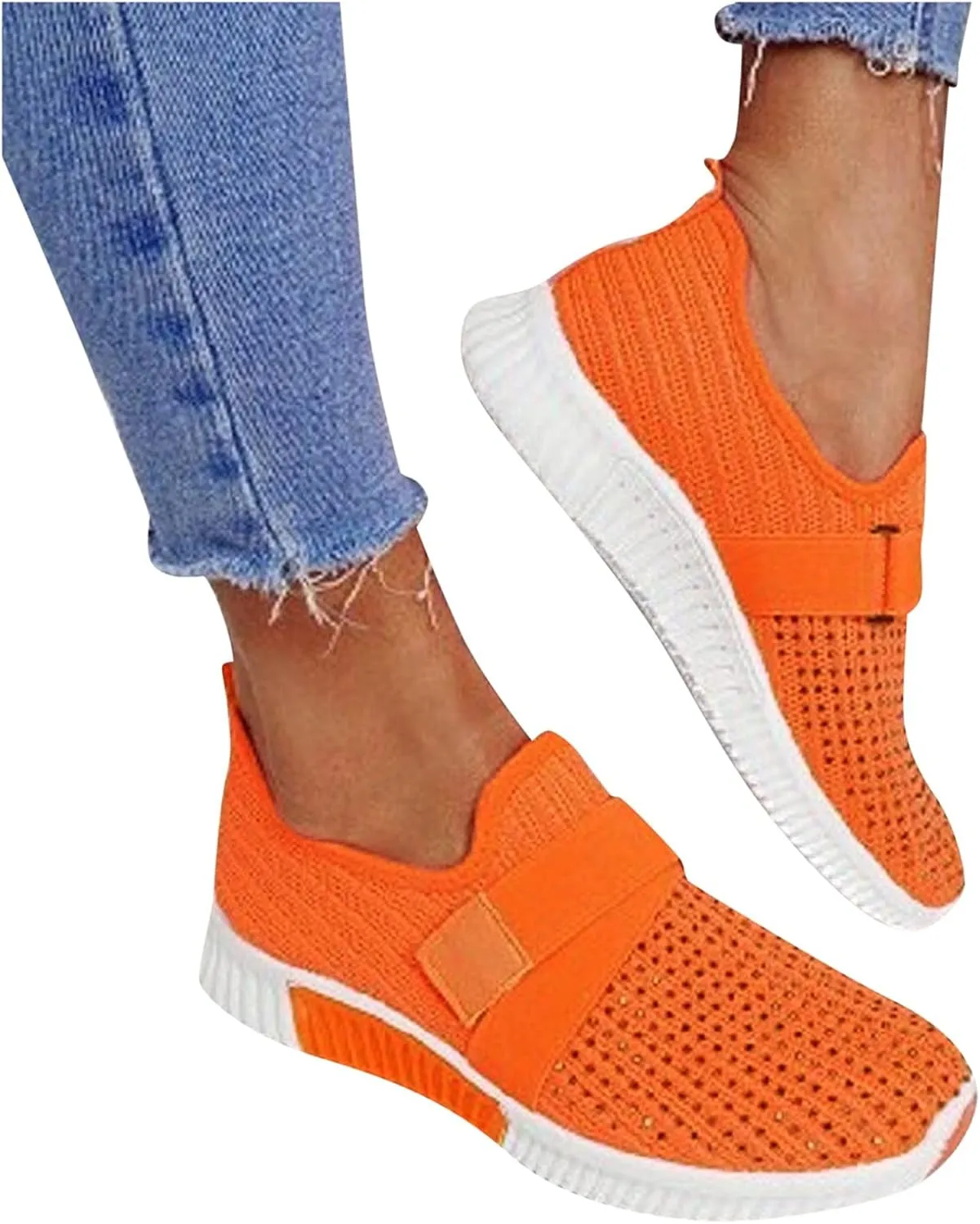 Women's Fashion Sneaker Mesh Slip On Black Non Slip Shoes for Women Comfortable Womens Running Shoes White Loafers Cute Sneakers for Women Trendy