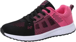 Women's Fashion Sneaker Non Slip Breathable Lightweight Comfortable Lace Up Running Shoes Mens Womens Loafer Shoes Black Platform Sneakers for Women