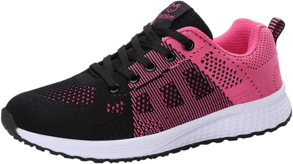 Women's Fashion Sneaker Non Slip Breathable Lightweight Comfortable Lace Up Running Shoes Mens Womens Loafer Shoes Black Platform Sneakers for Women