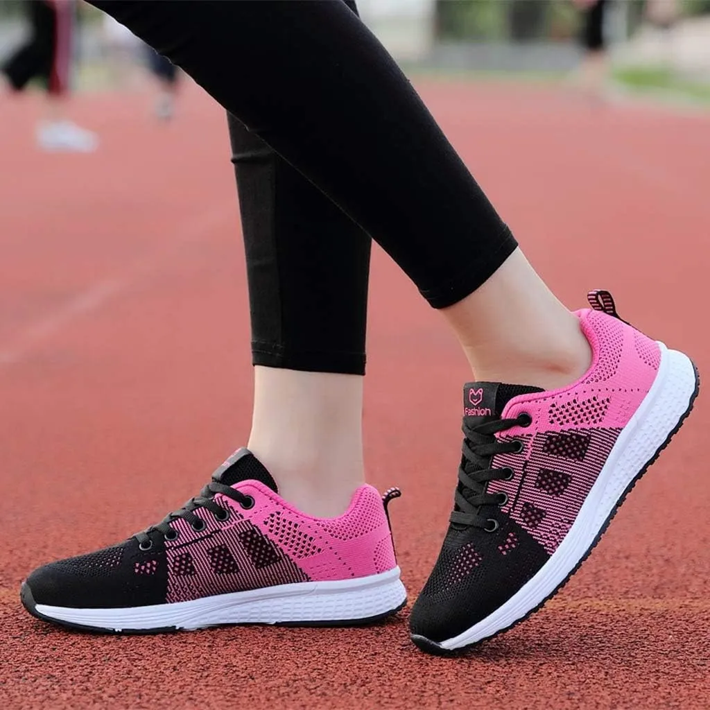 Women's Fashion Sneaker Non Slip Breathable Lightweight Comfortable Lace Up Running Shoes Mens Womens Loafer Shoes Black Platform Sneakers for Women