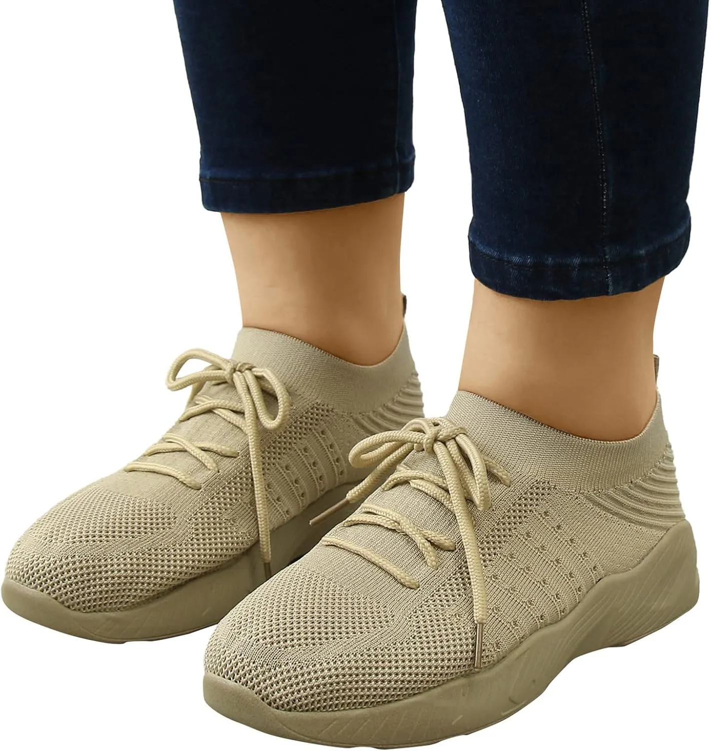 Women's Fashion Sneaker Non Slip Breathable Lightweight Comfortable Lace Up Walking Shoes Women Womens Orthopedic Loafers White Chunky Sneakers