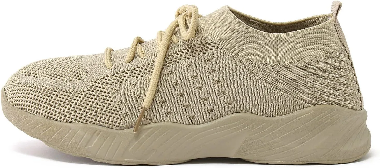 Women's Fashion Sneaker Non Slip Breathable Lightweight Comfortable Lace Up Walking Shoes Women Womens Orthopedic Loafers White Chunky Sneakers