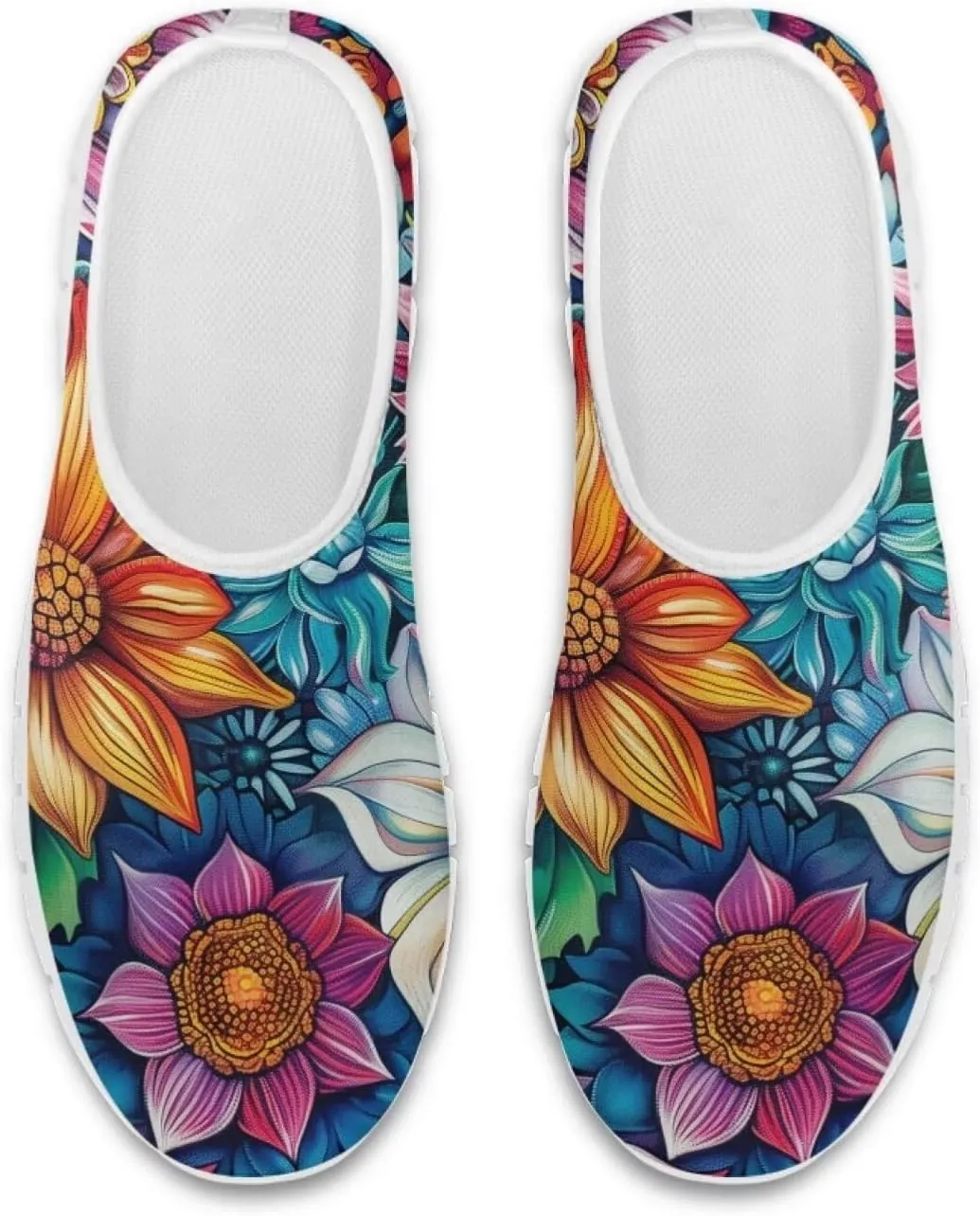 Women's Fashion Sneakers Lightweight Walking Casual Slip Ons Comfortable Flower Print Athletic Travel Shoes