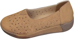 Women's Floral Ballet Flat Flats Shoes Slip On Flowers Round Toe Casual Dress Hollow Hole Summer Comfortable Work Office Fashion Trendy with Eyelets Cutout Comfort Rubber Sole Lazy Loafers