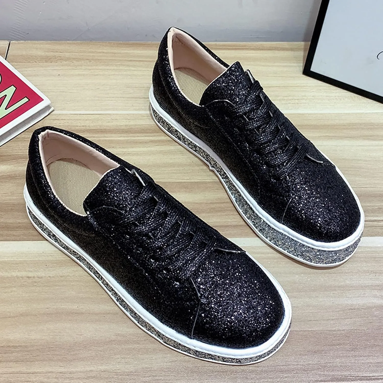 Womens Gold Platform Sneakers Size 11 Slip On Sneakers Women Wide Winter Black Shoes Women Slip On Wedges White Fashion Sneakers Women Arch Support Zapatos para Entrenar De Mujer Gym