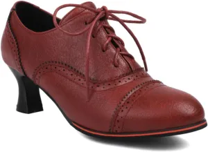 Women's Kitten Low Heel Oxfords Shoes Fashion Round Toe Lace Up Vintage Brogues Comfortable Wingtip High Heel Dress Pumps