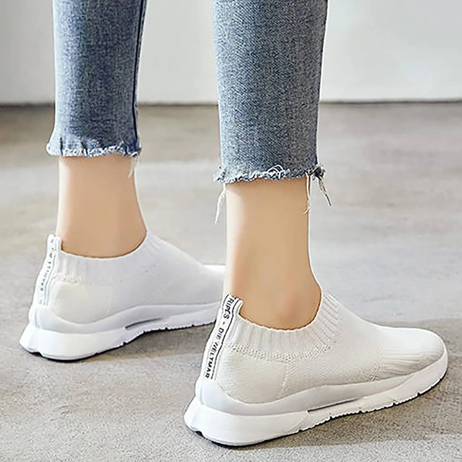 Womens Ladies Walking Running Shoes Slip On Lightweight Non Slip Work Shoes Women Winter Casual Shoes for Fall Shoes Sneakers Steel Toe Tennis Shoe White Loafers