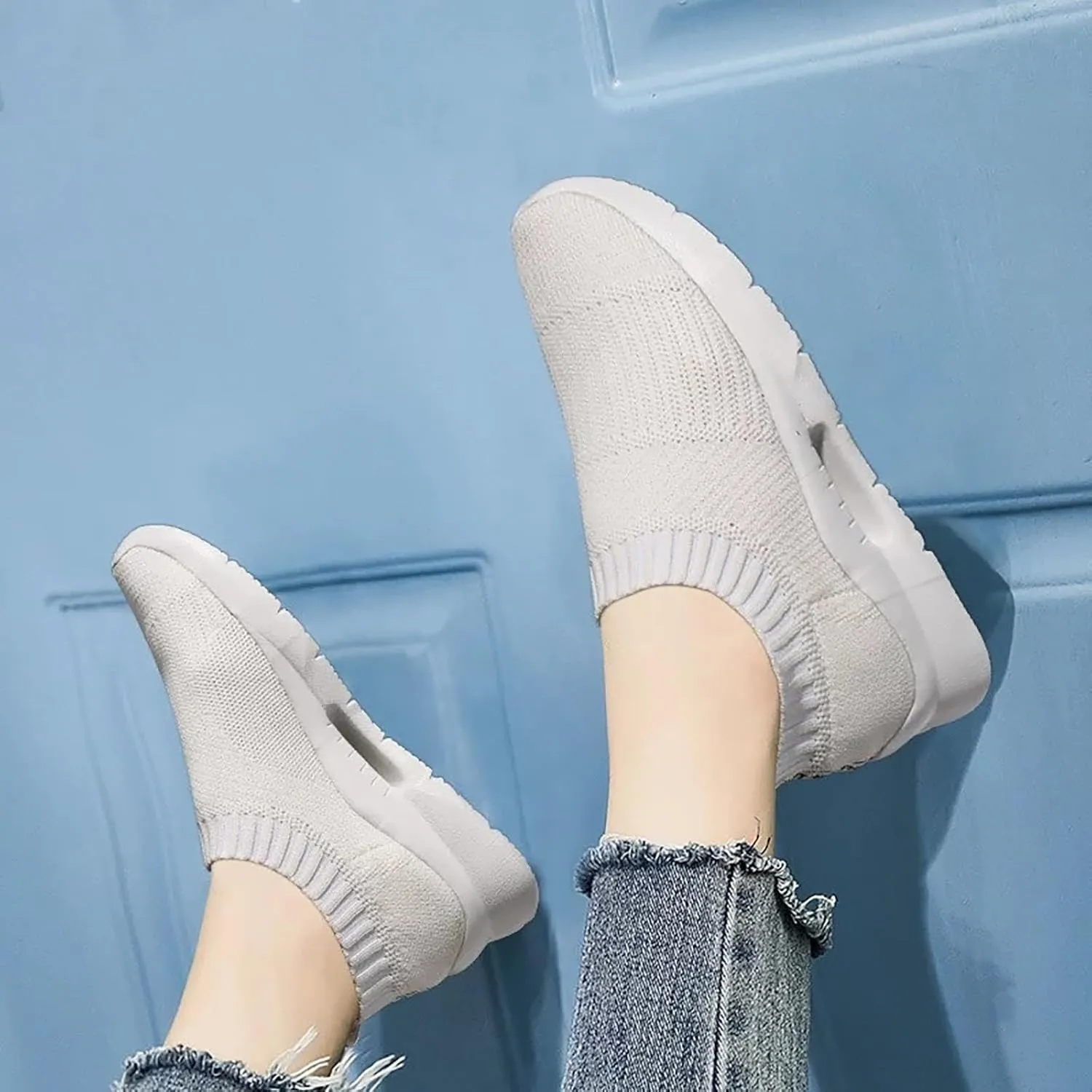 Womens Ladies Walking Running Shoes Slip On Lightweight Non Slip Work Shoes Women Winter Casual Shoes for Fall Shoes Sneakers Steel Toe Tennis Shoe White Loafers