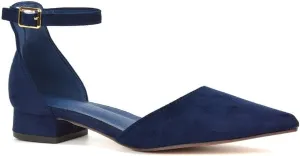 Women's Low Heel Point Toe Ankle Strap Court Shoes Ladies Wedding Dress Flat Pumps Size 5-10