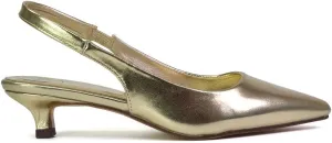 Womens Low Kitten Heel Shoes Ladies Slingback Sandals Pointed Toe Party Bridal Evening Pumps Size 5-10