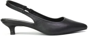 Womens Low Kitten Heel Shoes Ladies Slingback Sandals Pointed Toe Party Bridal Evening Pumps Size 5-10