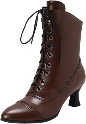 Women's Lug Sole Combat Ankle Bootie Lace up Low Chunky Block Boots Fashion Causal Shoes Side Zipper Pull On Chelsea Chukka