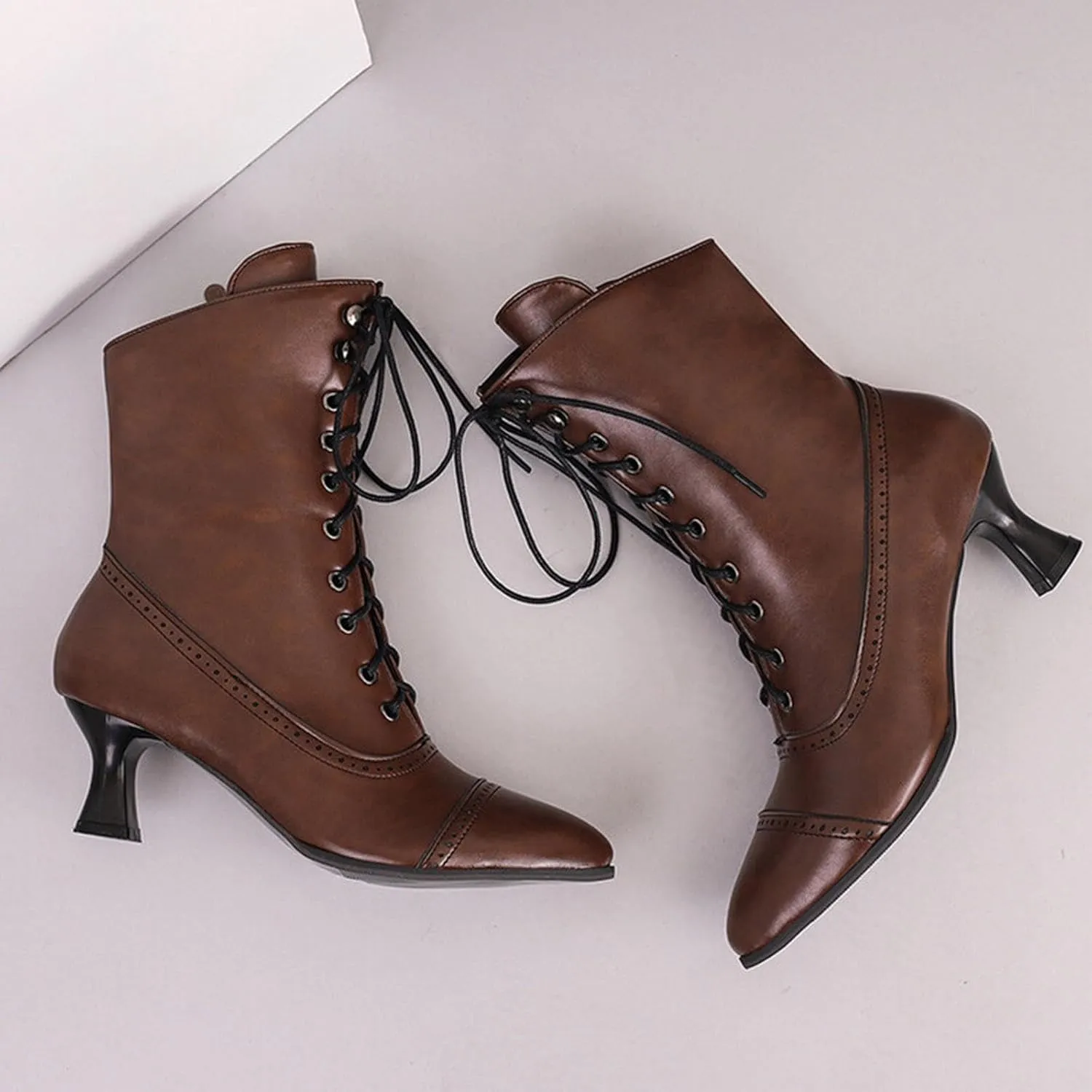 Women's Lug Sole Combat Ankle Bootie Lace up Low Chunky Block Boots Fashion Causal Shoes Side Zipper Pull On Chelsea Chukka