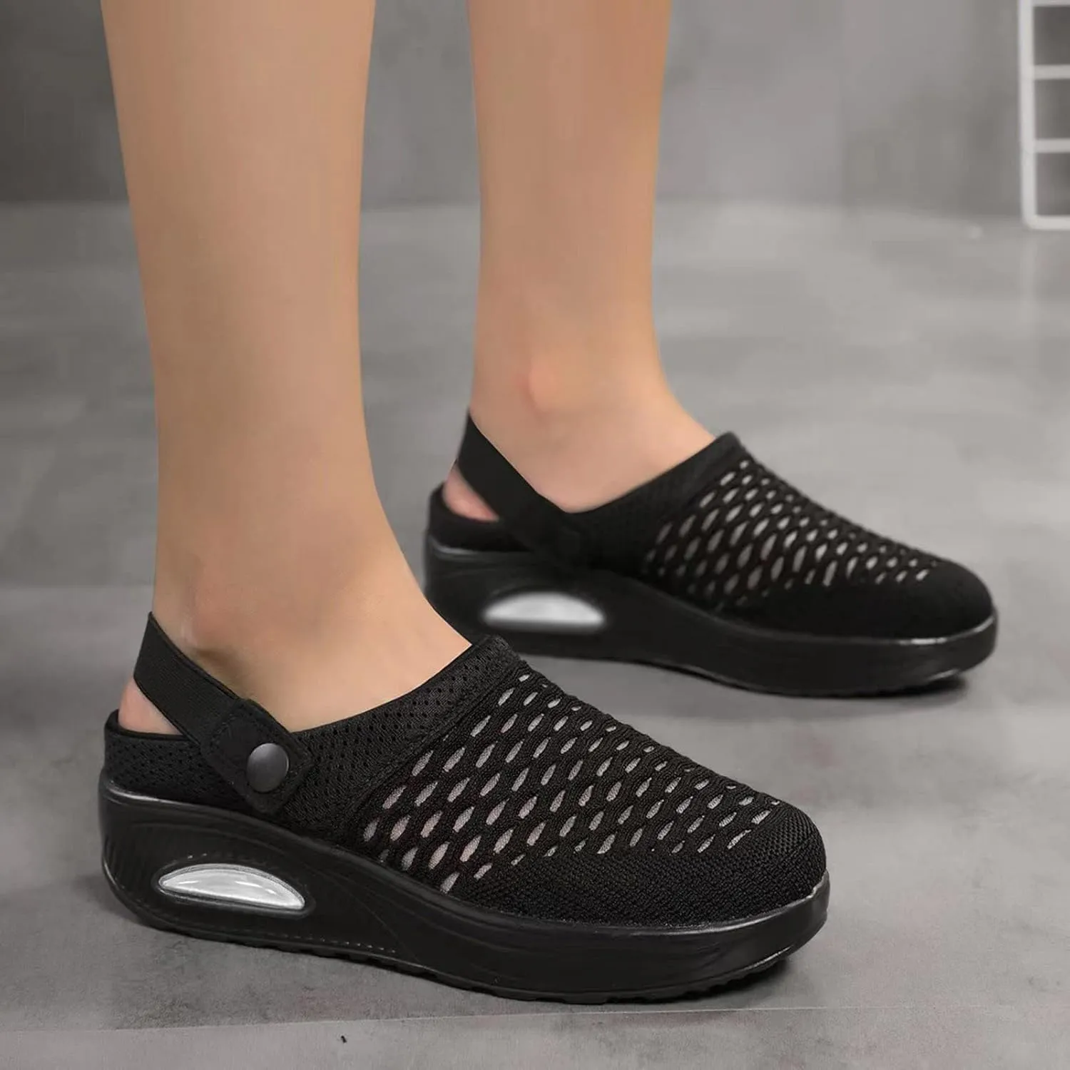 Women's Orthopedic Clogs with Air Cushion Support To Reduce Back and Knee Pressure Breathable Mesh Non Slip Sandals Lightweight Walking Slippers Shoes