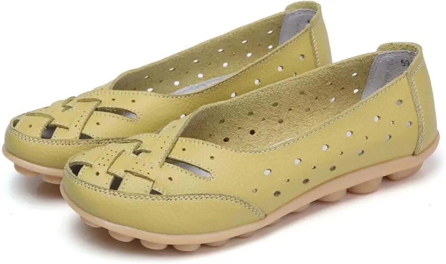 Women's Orthopedic Loafers Slip-On Outdoor Walking Flats Shoes Breathable Comfy Non Slip Shoes with Soft Arch Supportive Design New Cutout Shoe for Summer Beach