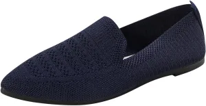 Women's Pointy Toe Loafers Extra Comfortable Knit Dress Shoes Cute Penny Loafer Slip On Ballet Flats Softable Shoes