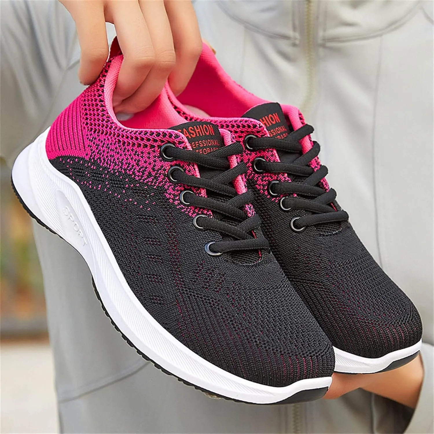 Womens Running Trainers Athletic Sneakers Ladies Breathable Mesh Sport Shoes Non Slip Workout Gym Athletic Jogging