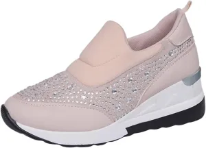 Women's Sequins Sparkly Trainers Women Glitter Slip On Casual Comfortable Shoes Rhinestone Wedding Bridal Shiny Sneakers
