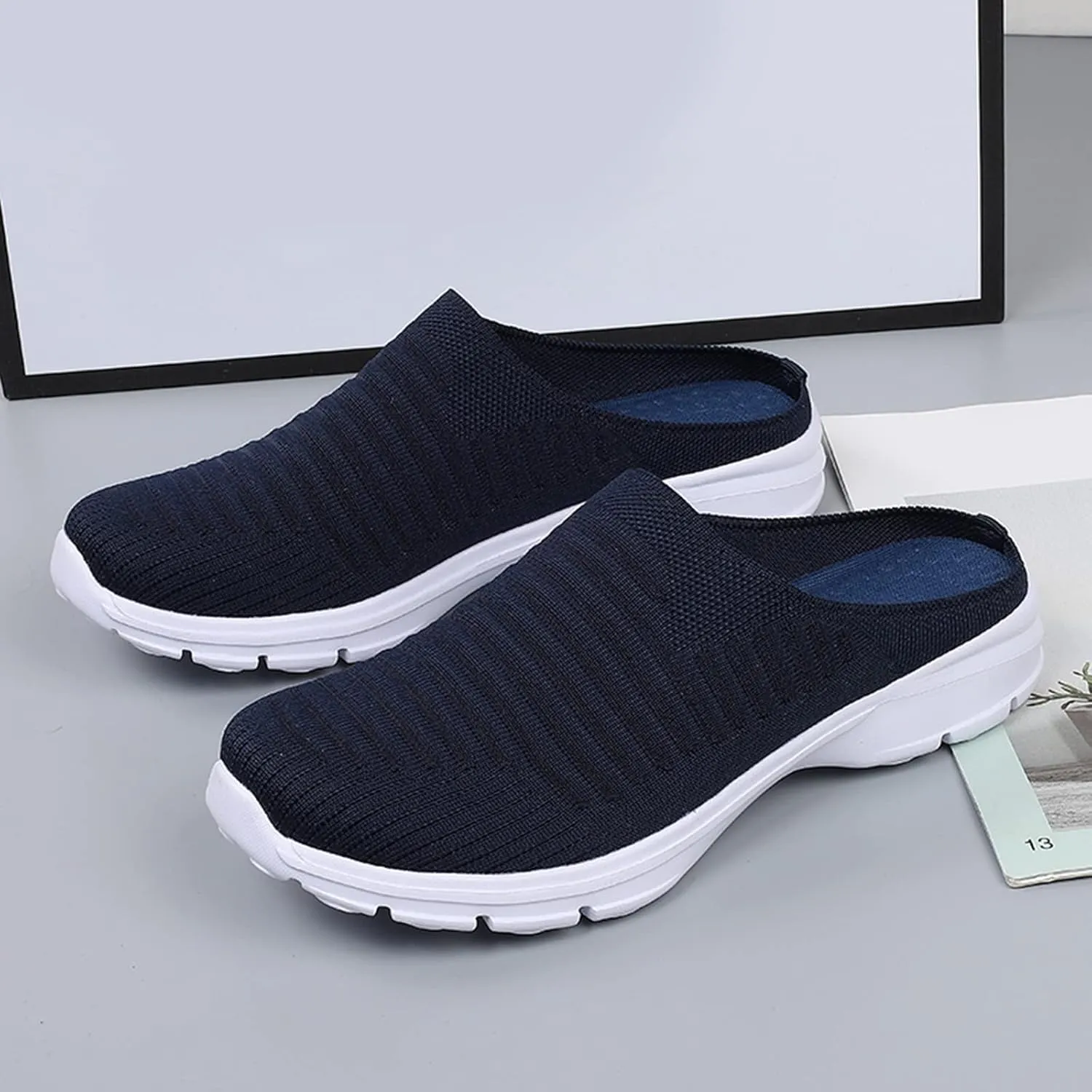 Women's Slip-on Mule Sneakers Lightweight Non Slip Work Shoes Women Winter Casual Slip On Shoes White Sneakers Platform Tennis Shoe Trainers Shoe
