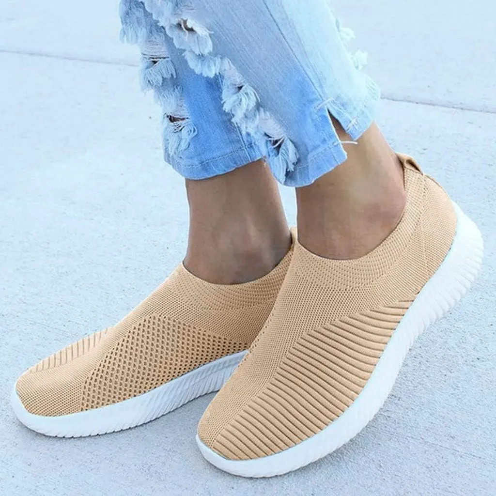 Women's Slip On Sneakers Lightweight Breathable Walking Shoes Women Flat Feet White Casual Shoes Walking Sneakers Brown Tennis Shoe White Loafers