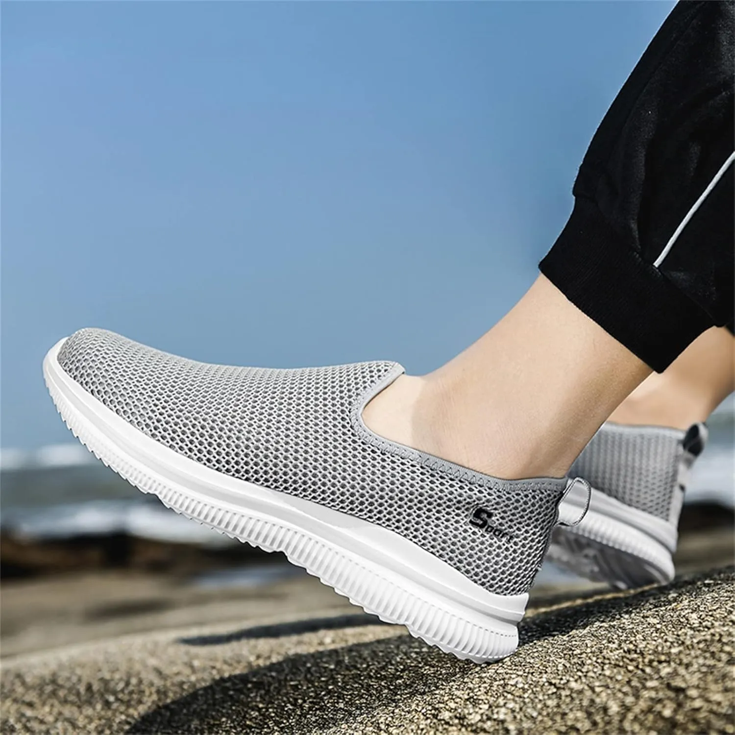 Women's Slip On Sneakers Lightweight Breathable Womens Running Shoes Sports Dressy Casual Shoes High Top Sneakers White Tennis Shoe Loafers Shoe