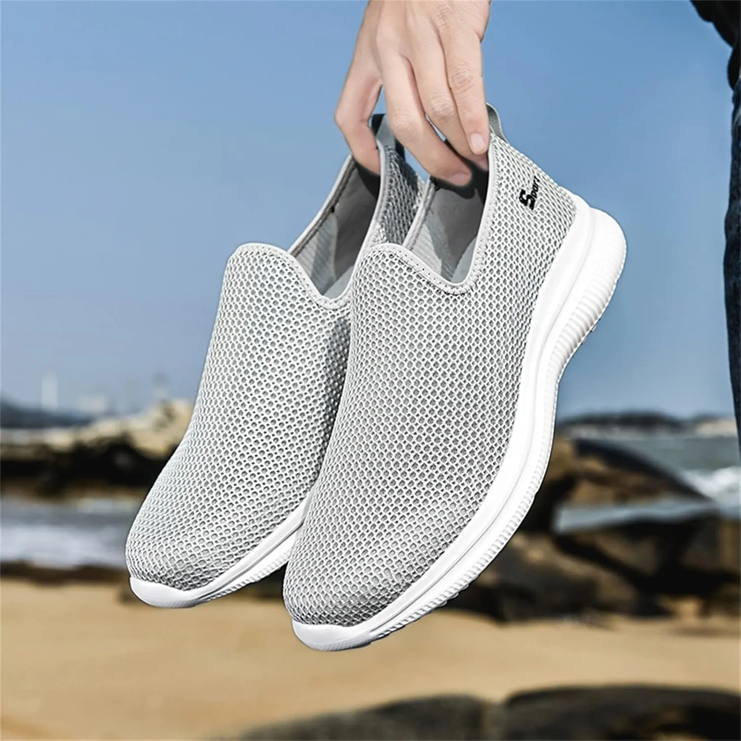 Women's Slip On Sneakers Lightweight Breathable Womens Running Shoes Sports Dressy Casual Shoes High Top Sneakers White Tennis Shoe Loafers Shoe