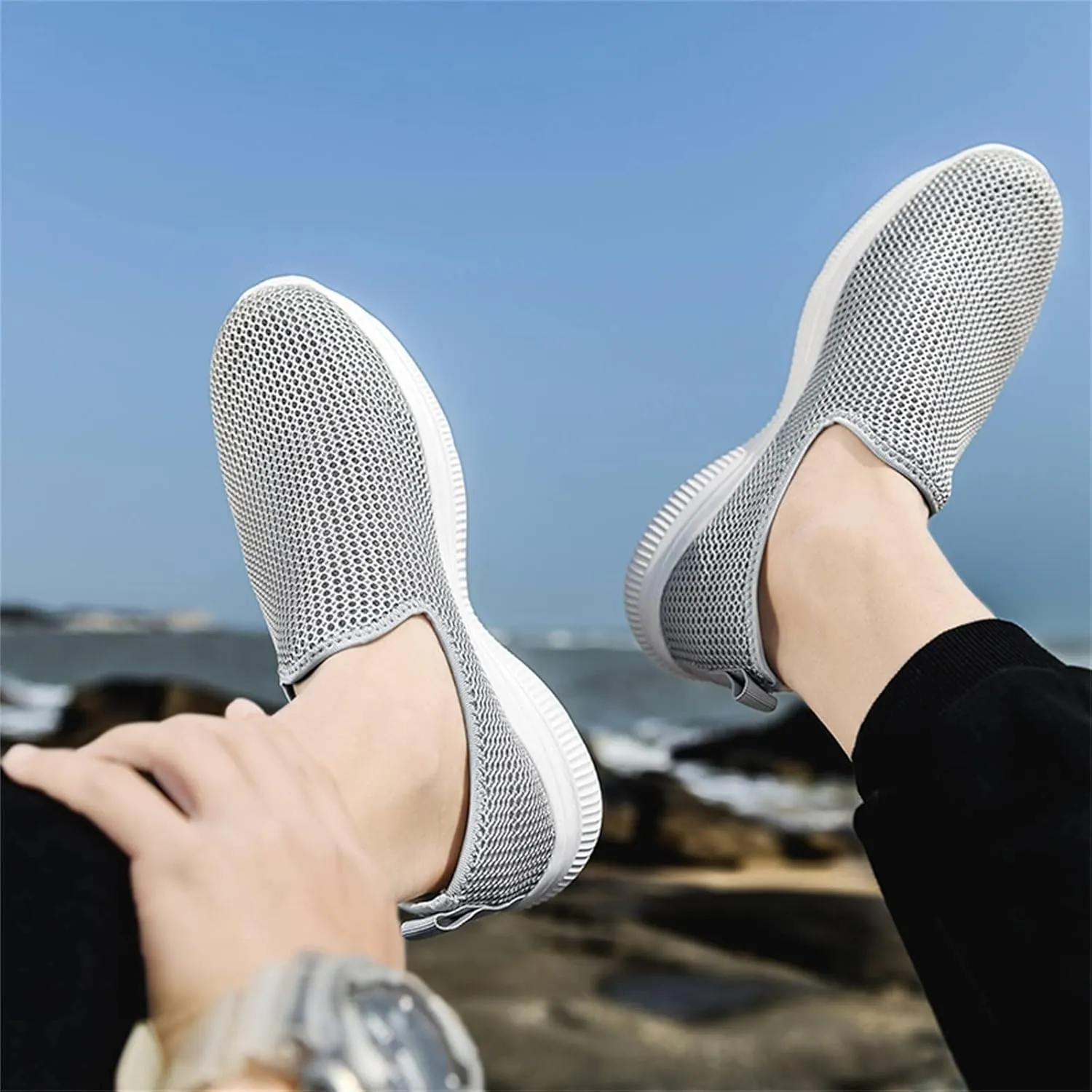 Women's Slip On Sneakers Lightweight Breathable Womens Running Shoes Sports Dressy Casual Shoes High Top Sneakers White Tennis Shoe Loafers Shoe