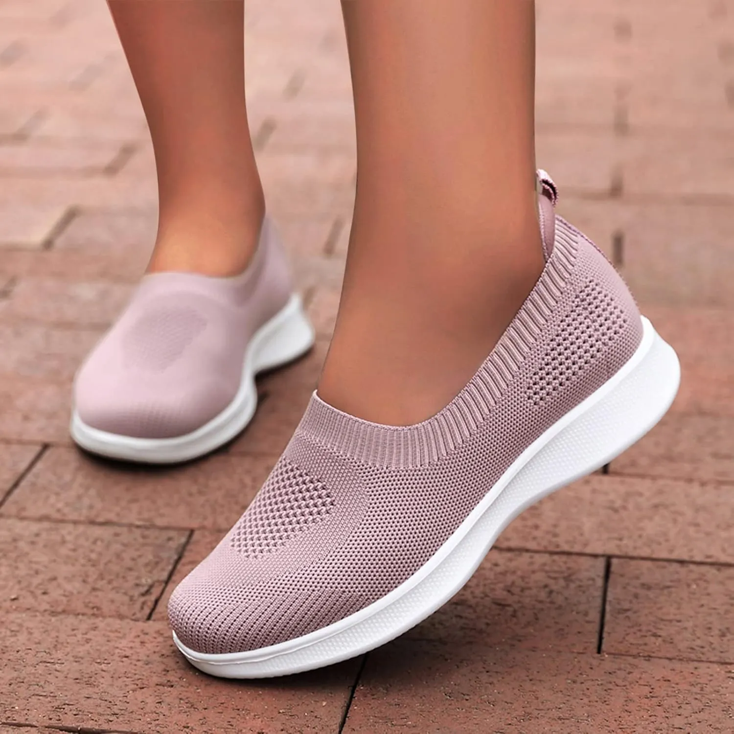 Women's Slip on Sneakers Shoes Woven Orthopedic Breathable Soft Shoes Walking Diabetic Foam Shoes Hands Free Slip in
