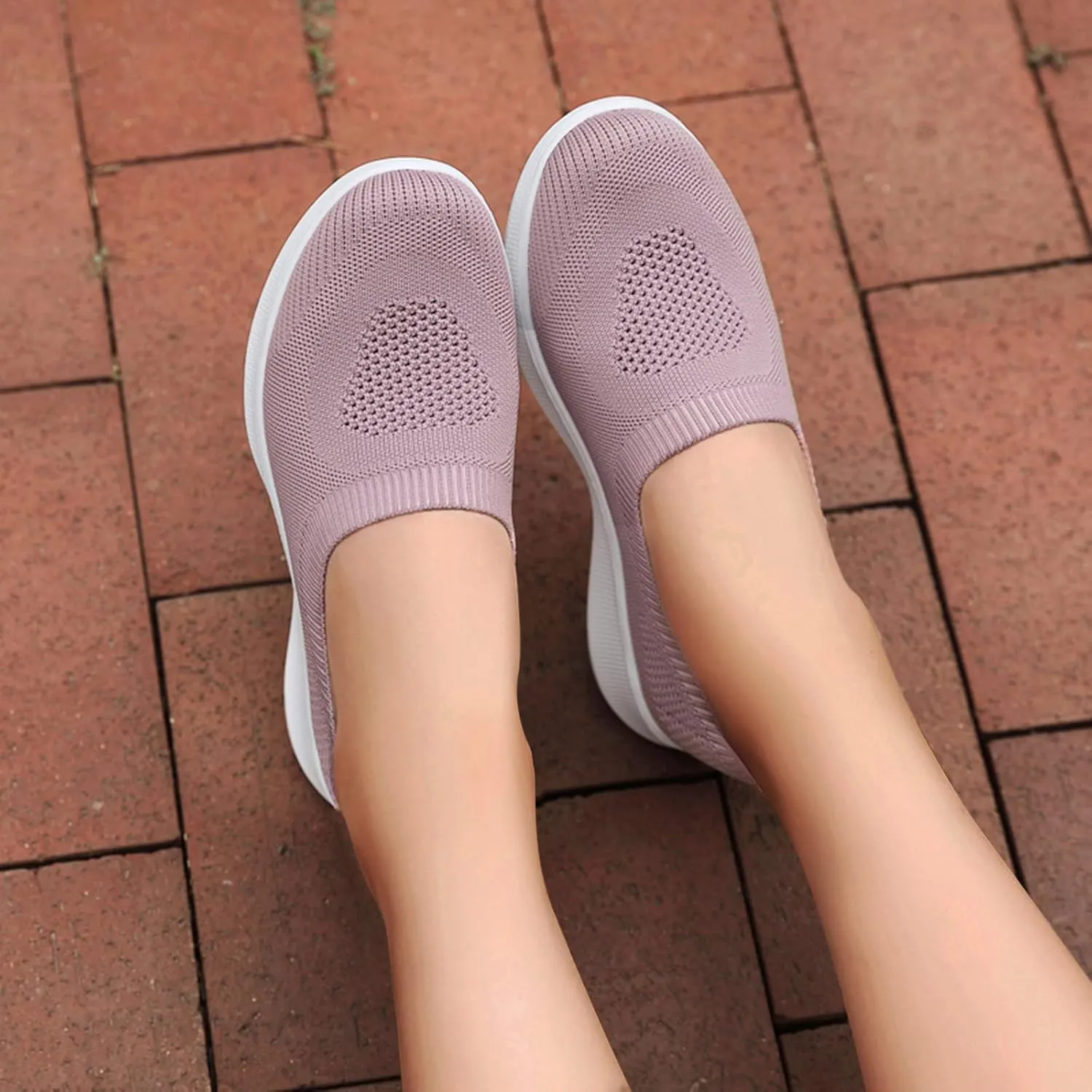 Women's Slip on Sneakers Shoes Woven Orthopedic Breathable Soft Shoes Walking Diabetic Foam Shoes Hands Free Slip in