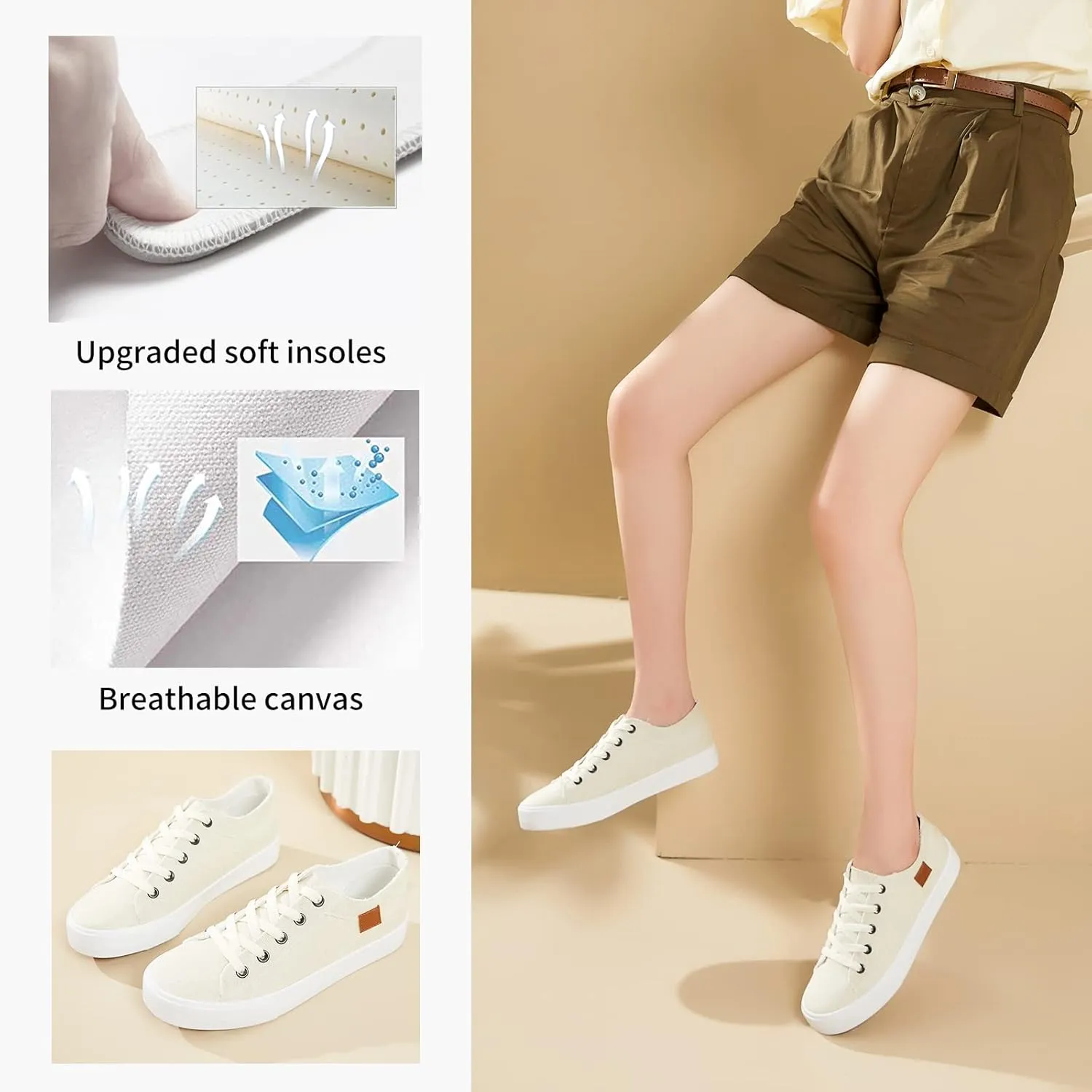 Women's Sneakers Canvas Shoes for Women Lace up Fashion Canvas Sneakers Classic Low Top Casual Shoes