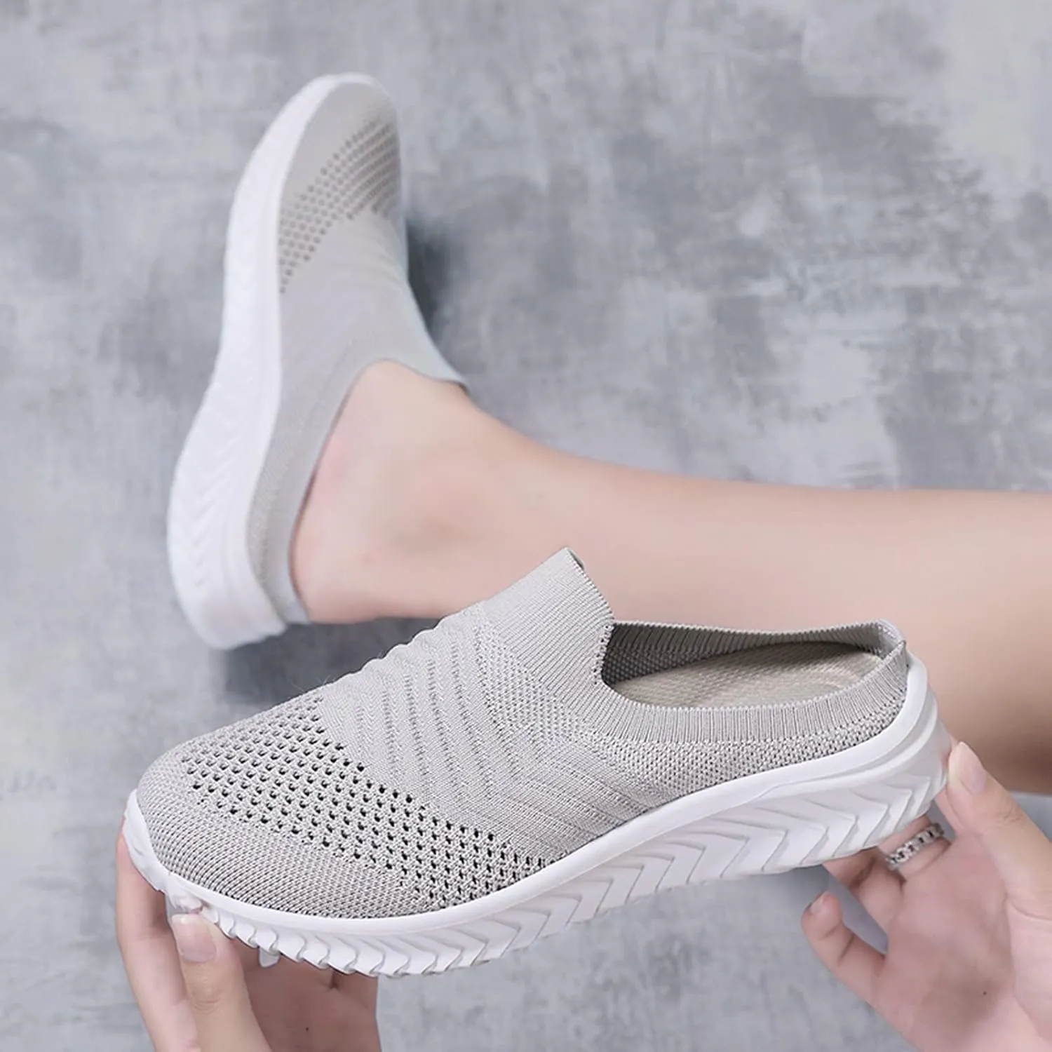 Womens Summer Breathable Mesh Slippers Non Slip Work Shoes Women Lether Casual Tennis Shoes Casual Sneakers Steel Toe Tennis Shoe White Loafers