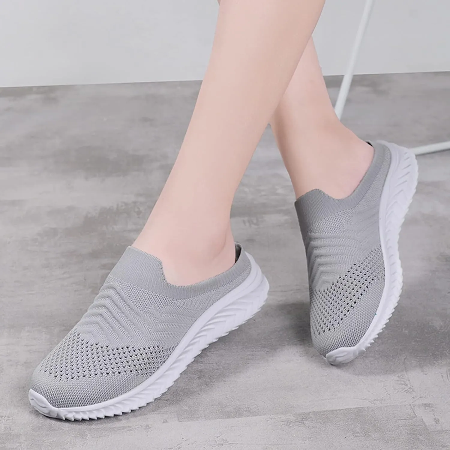 Womens Summer Breathable Mesh Slippers Non Slip Work Shoes Women Lether Casual Tennis Shoes Casual Sneakers Steel Toe Tennis Shoe White Loafers