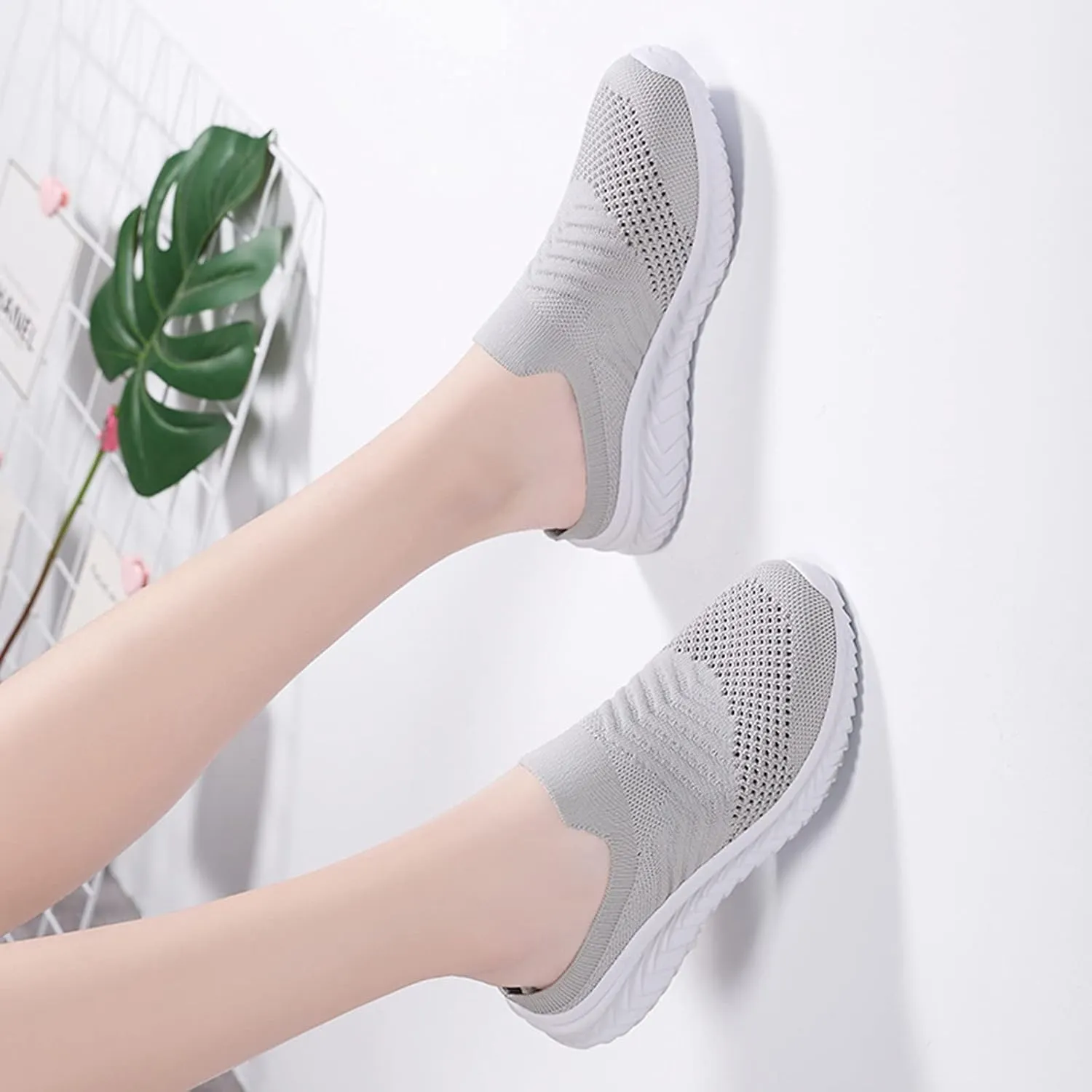 Womens Summer Breathable Mesh Slippers Non Slip Work Shoes Women Lether Casual Tennis Shoes Casual Sneakers Steel Toe Tennis Shoe White Loafers