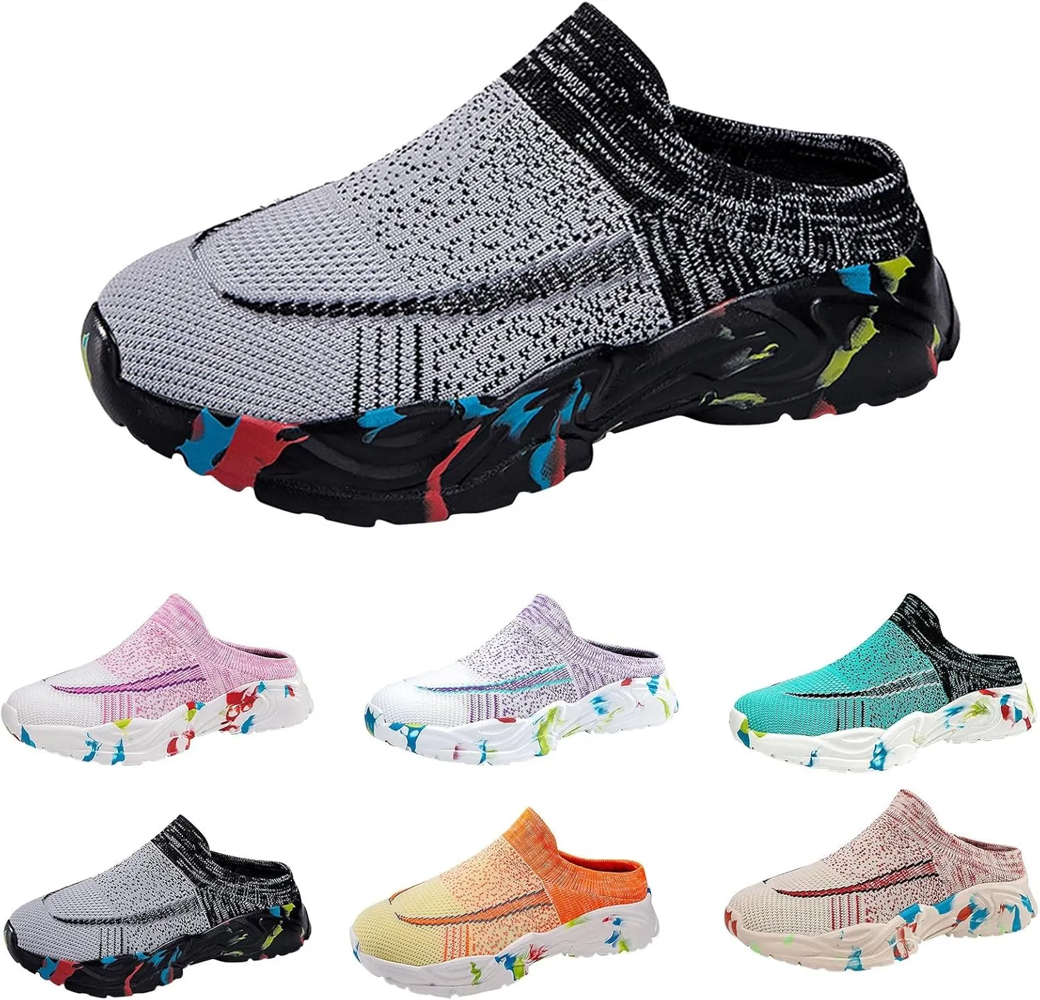 Womens Summer Breathable Mesh Slippers Womens Tennis Shoes Jogging Women Casual Shoes Women's Fashion Sneakers Black Tennis Shoe White Loafers
