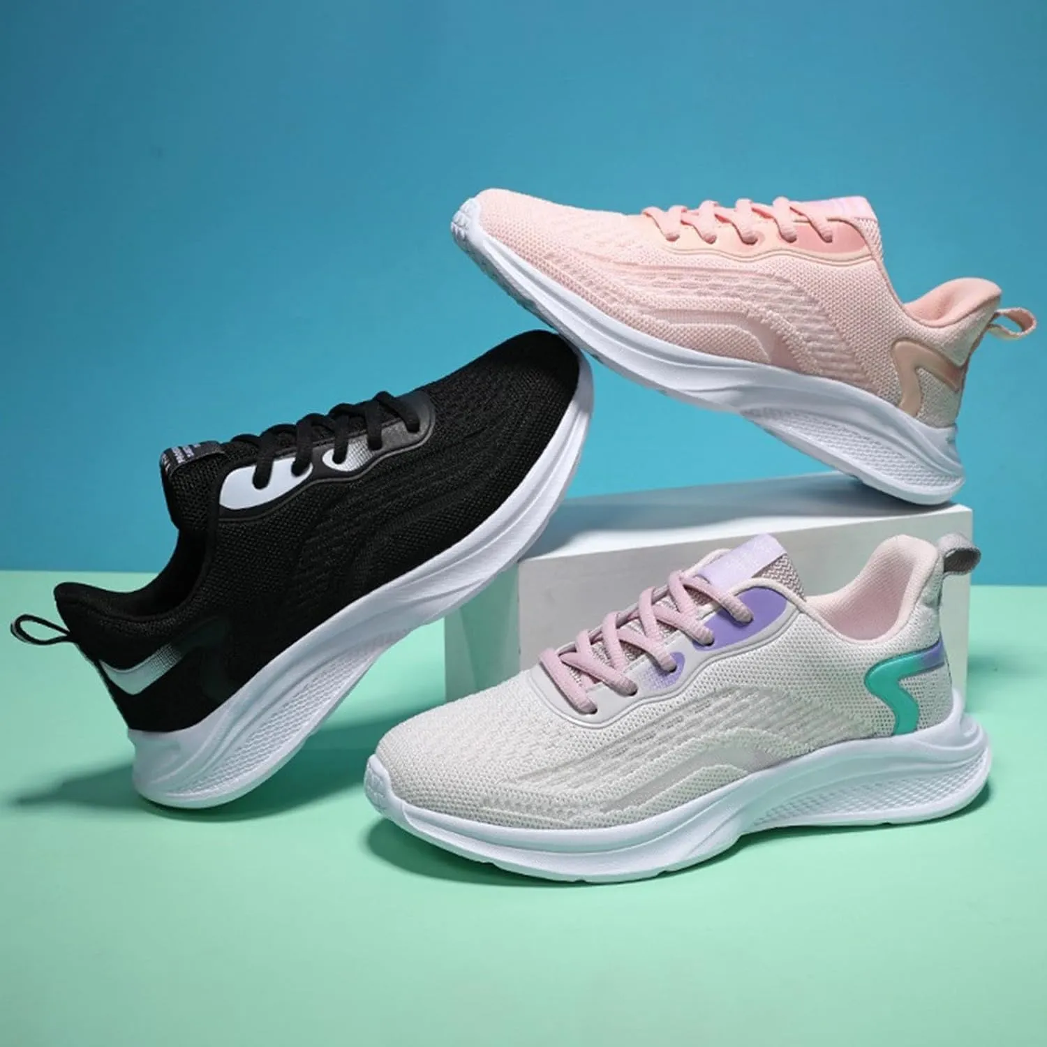 Womens Trainers Athletic Running Orthopedic Shoes Sport Walking Sneakers Tennis Lace Up Lightweight