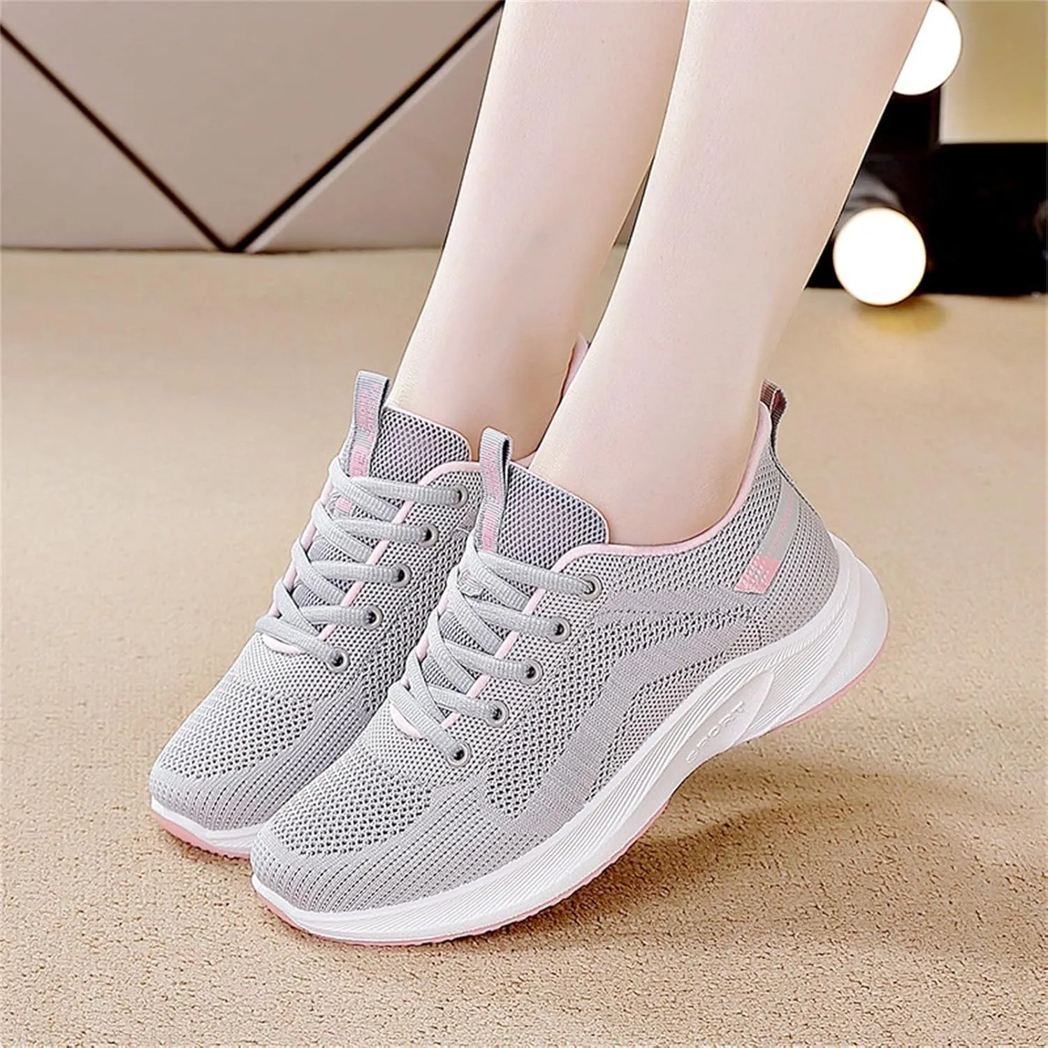 Womens Trainers Shoes Slip On Ladies Walking Running Sneakers Gym Comfortable Tennis Lightweight Casual Sport Shoe