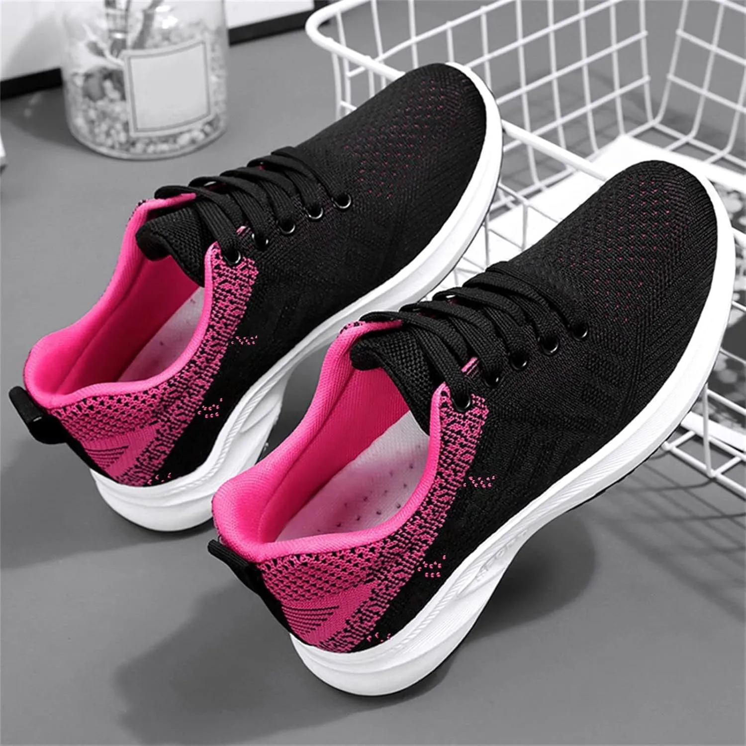 Womens Trainers Wide Fit Breathable Mesh Orthopedic Sneakers Arch Support Lightweight Slip on Gym Athletic Running Shoe
