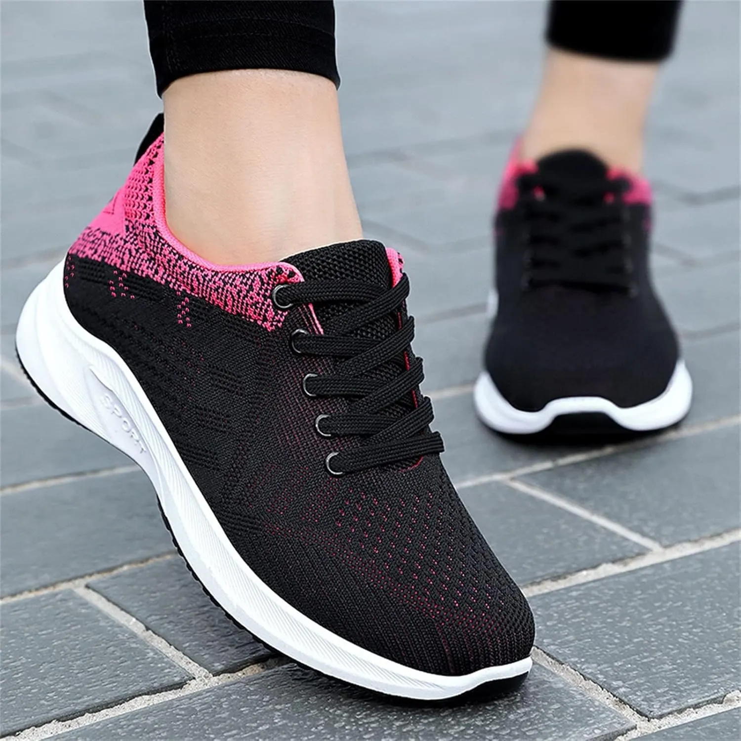 Womens Trainers Wide Fit Breathable Mesh Orthopedic Sneakers Arch Support Lightweight Slip on Gym Athletic Running Shoe