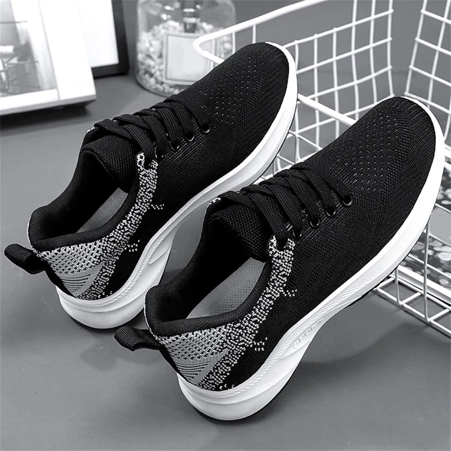 Womens Trainers Wide Fit Breathable Mesh Orthopedic Sneakers Arch Support Lightweight Slip on Gym Athletic Running Shoe