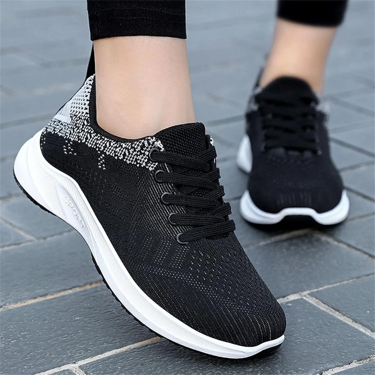 Womens Trainers Wide Fit Breathable Mesh Orthopedic Sneakers Arch Support Lightweight Slip on Gym Athletic Running Shoe