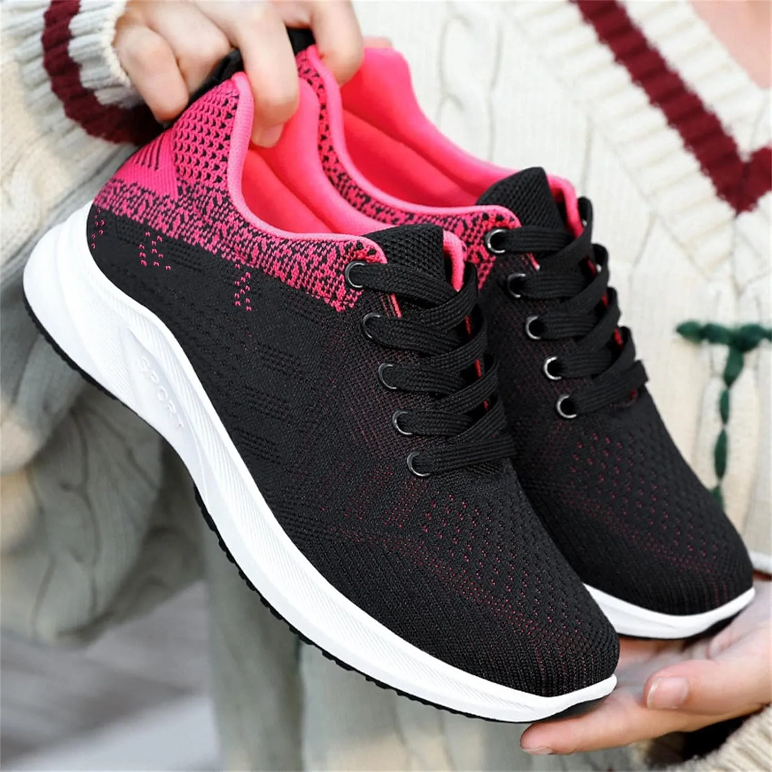 Womens Trainers Wide Fit Breathable Mesh Orthopedic Sneakers Arch Support Lightweight Slip on Gym Athletic Running Shoe