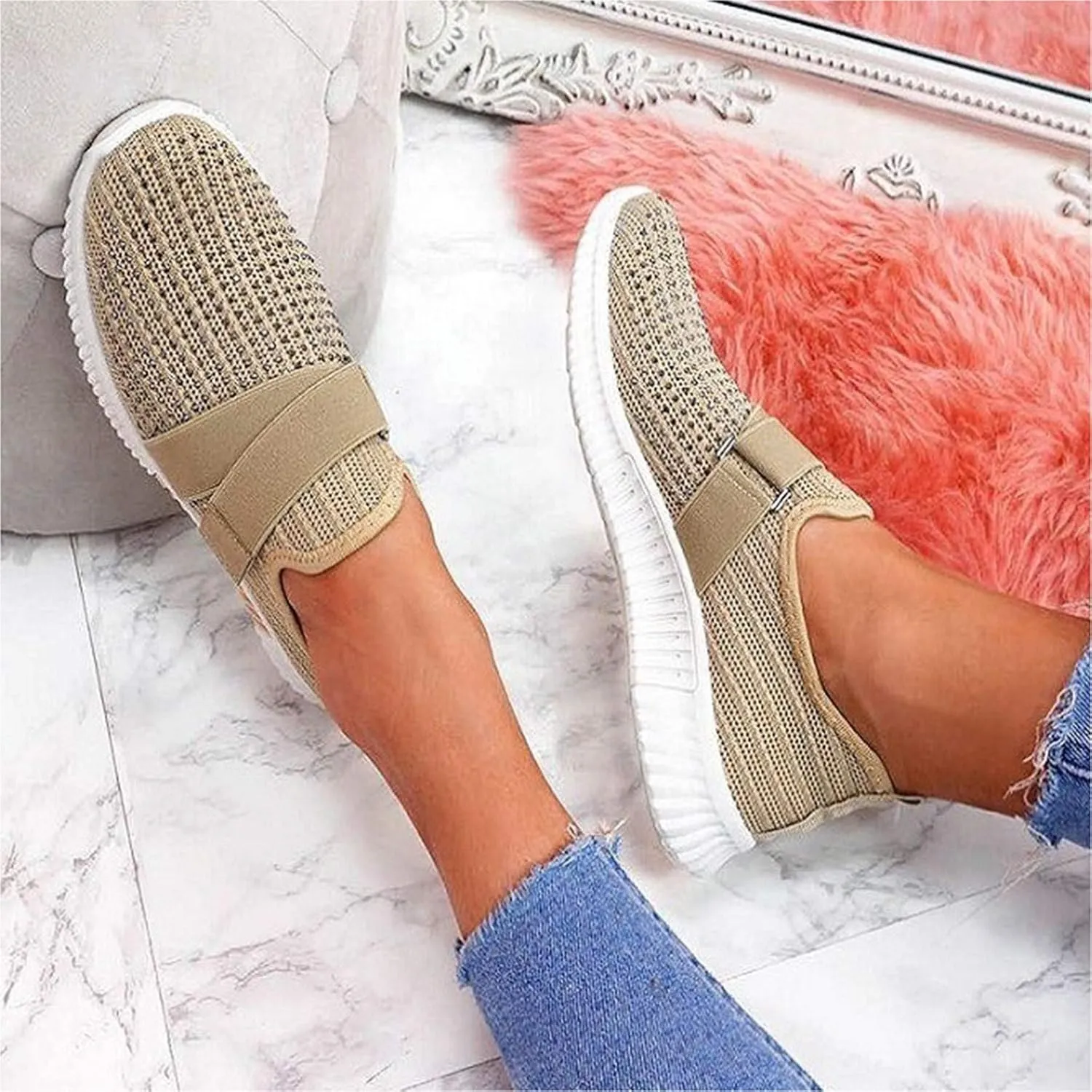 Womens Walking Shoes Wide Diabetic Shoes Non Slip Work Shoes Women Walking Ladies Shoes Casual Dress Sneakers Slip On Tennis Shoe Loafers Casual Slip On