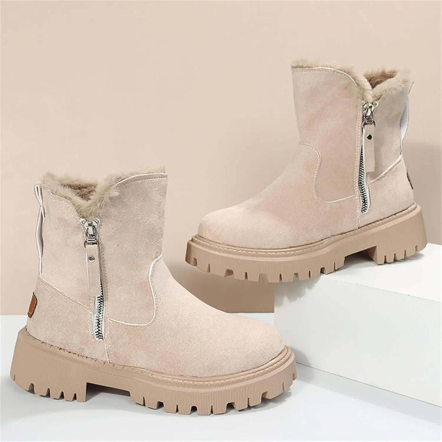 Womens Warm Fur Lined Winter Snow Boots Cosy Women's Leather Boots Real Wool Winter Boots for Ultimate Comfort