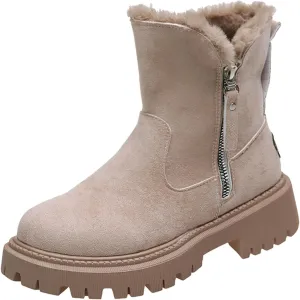 Womens Warm Fur Lined Winter Snow Boots Cosy Women's Leather Boots Real Wool Winter Boots for Ultimate Comfort