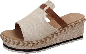 Womens Wedge Sandals Casual Summer High Heels Open Toe Espadrilles Platform Slip On Vacation Slippers Sandals