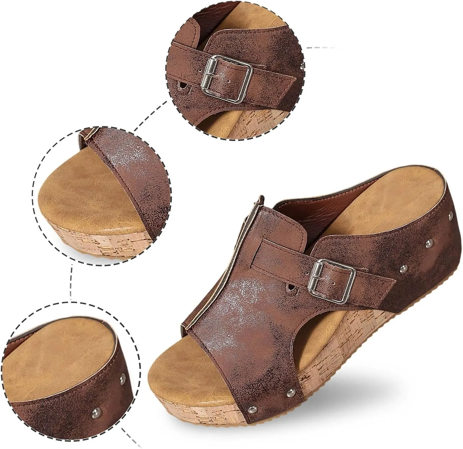 Women's Wedge Sandals Platform Slides 2025 New Platform Orthopedic Comfortable Walking Open Toe Slip On Espadrilles Mules Leather Sandals