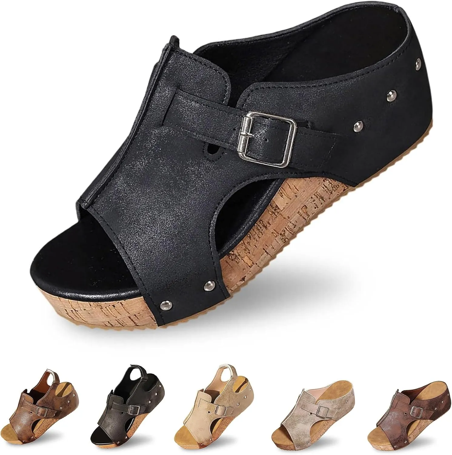 Women's Wedge Sandals Platform Slides 2025 New Platform Orthopedic Comfortable Walking Open Toe Slip On Espadrilles Mules Leather Sandals
