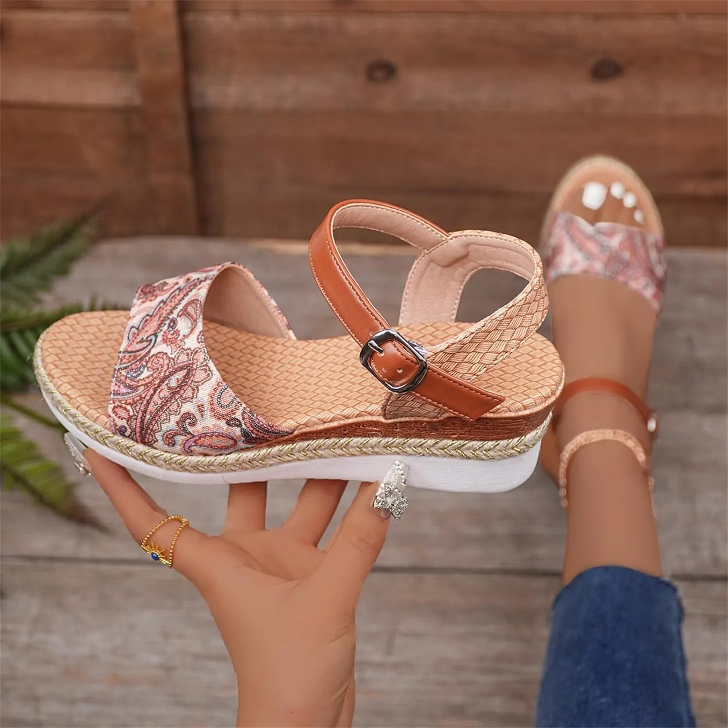Women's Wedge Sandals Summer Open Toe Ankle Strap Heels Sandals Platform Comfortable Orthopedic Sandals
