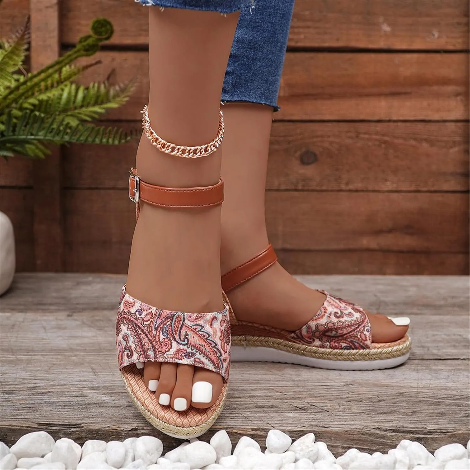 Women's Wedge Sandals Summer Open Toe Ankle Strap Heels Sandals Platform Comfortable Orthopedic Sandals